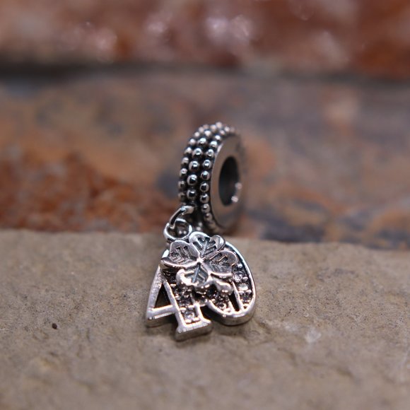 Happy 40th Birthday Dangle Bracelet Charm S925 Sterling Silver Fits Pandora - Picture 4 of 6